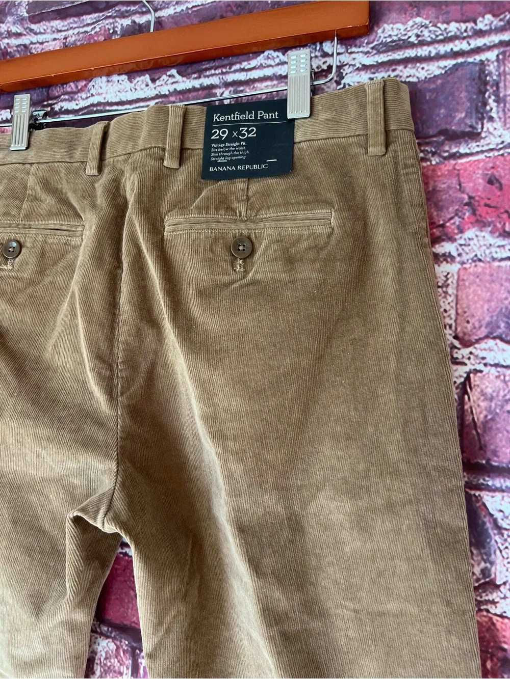 NWT Banana Republic Kentfield Corduroy Pants Vintage Straight 29x32 Tan